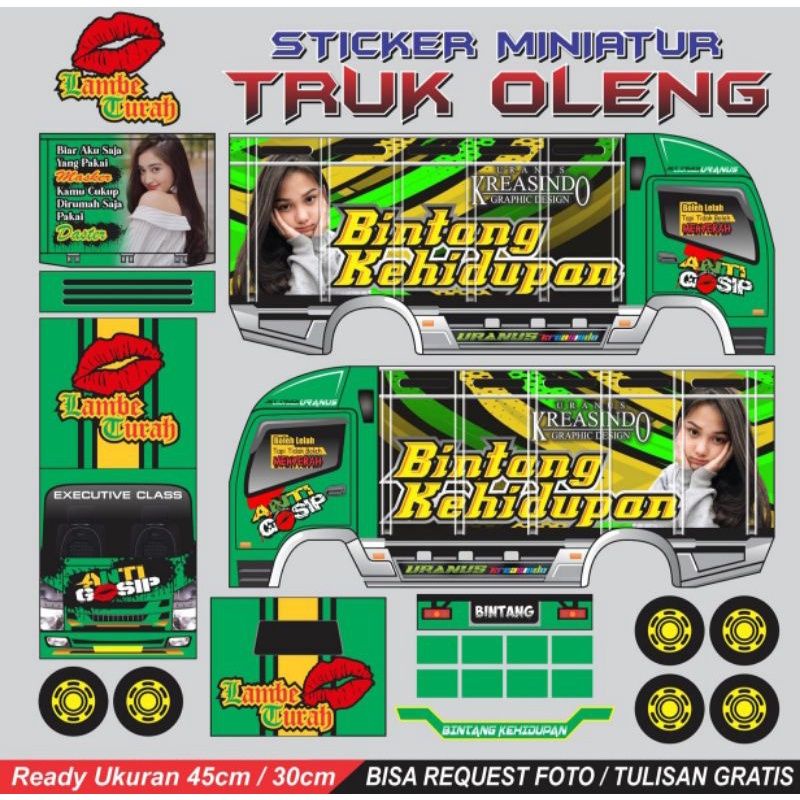 

stiker miniatur truk oleng ukuran 45cm