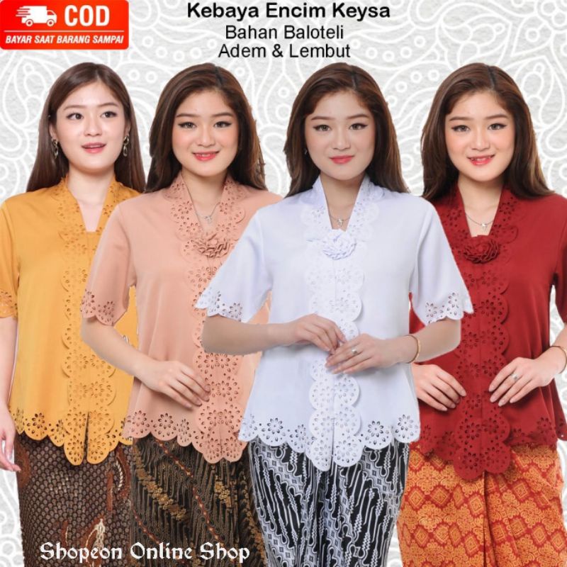 Atasan Kebaya Encim Modern Wisuda Pesta Lengan Pendek Keysha