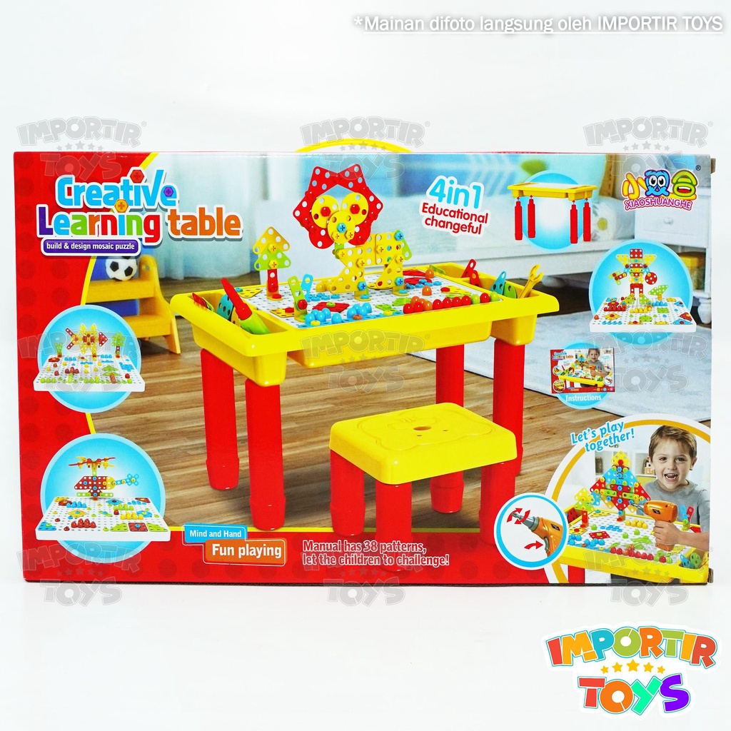 Set Meja Kursi Lego Learning Table Peralatan Belajar dan Bermain Anak