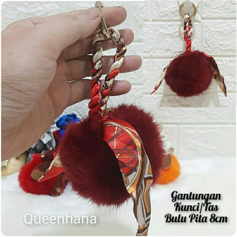 Gantungan Kunci Bulu Gantungan Tas Bulu Pompom