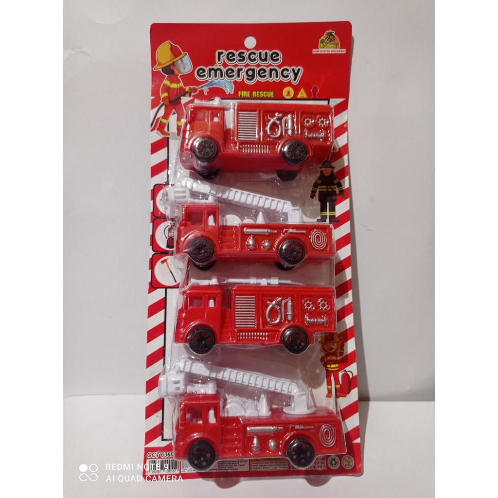 READY STOCK..MOBIL PEMADAM KEBAKARAN MAIANAN ANAK / MOBIL MOBILAN KEBAKARAN ISI 4