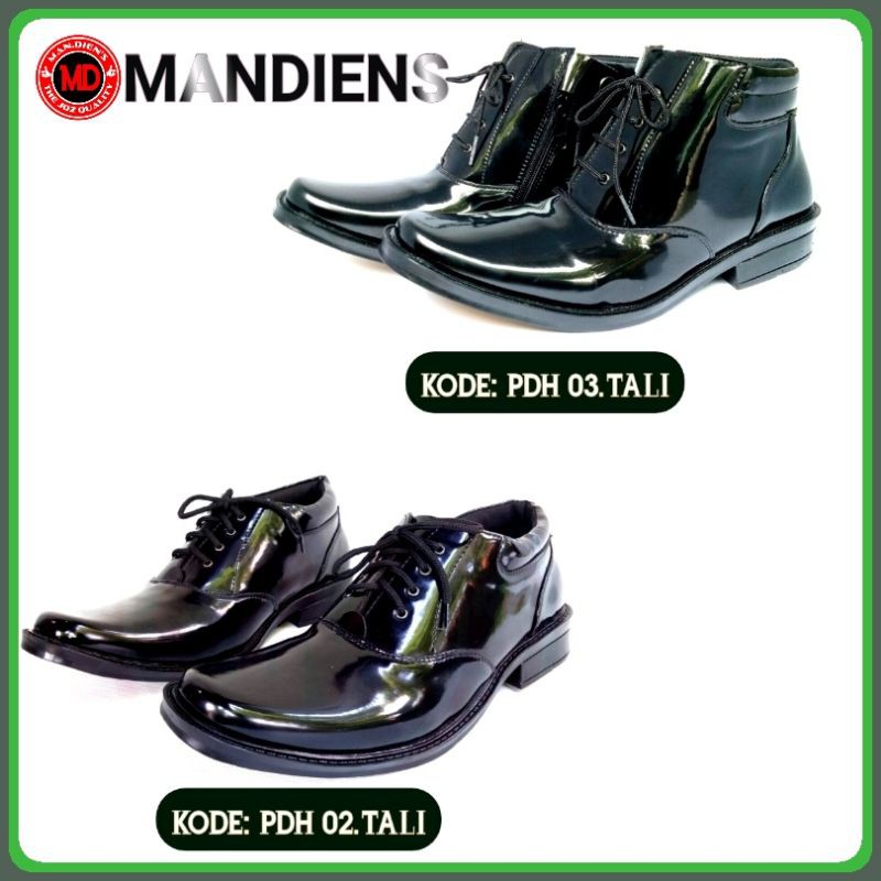 MANDIENS - Sepatu Formal Pria Pdh TNI-Polri Kulit Kilap Sintetis Pantofel Tali Sepatu Dinas Murah