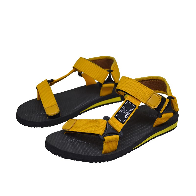 THREE BOX - Sandal Gunung Tali Massive Wanita BlackYellow Traveling Hiking Outdoor Medium Jumbo ORIGINAL