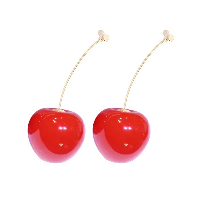 Anting Bentuk Cherry Merah Wine Bahan Resin Untuk Wanita