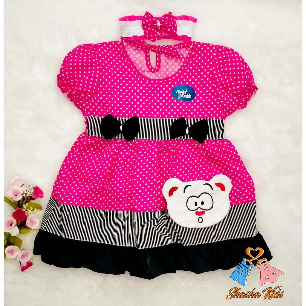 [S-039] Baju Bayi Perempuan /Dress Bayi Perempuan Planet Kids cantik  motif bunga Murah   0-6 bln