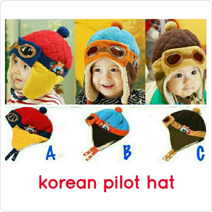 Topi Anak Pilot Korea ( Little Korean Baby Hat-Bayi Lucu-Balita Gaul-Batita Unik Murah )