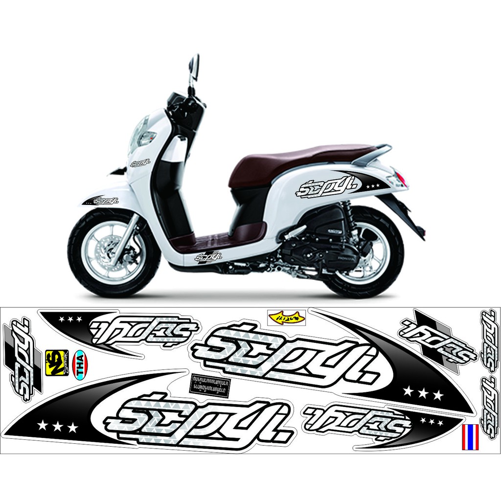 STRIPING VARIASI UNIVERSAL ALL NEW SCOOPY 2014-2021 VARIASI STICKER SCOOPY PUTIH FI NEW
