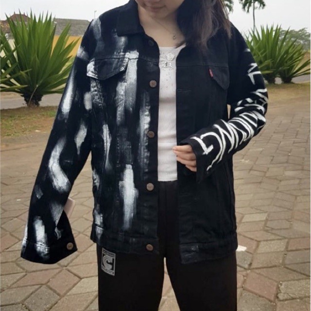Jaket lukis Levis custom unisex pria wanita