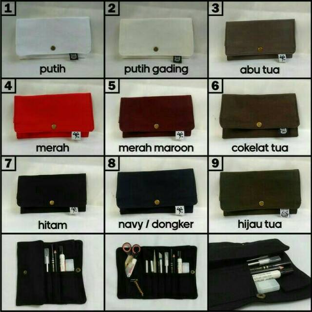 Tempat pensil, make up cosmetic pouch, rollup pencil case