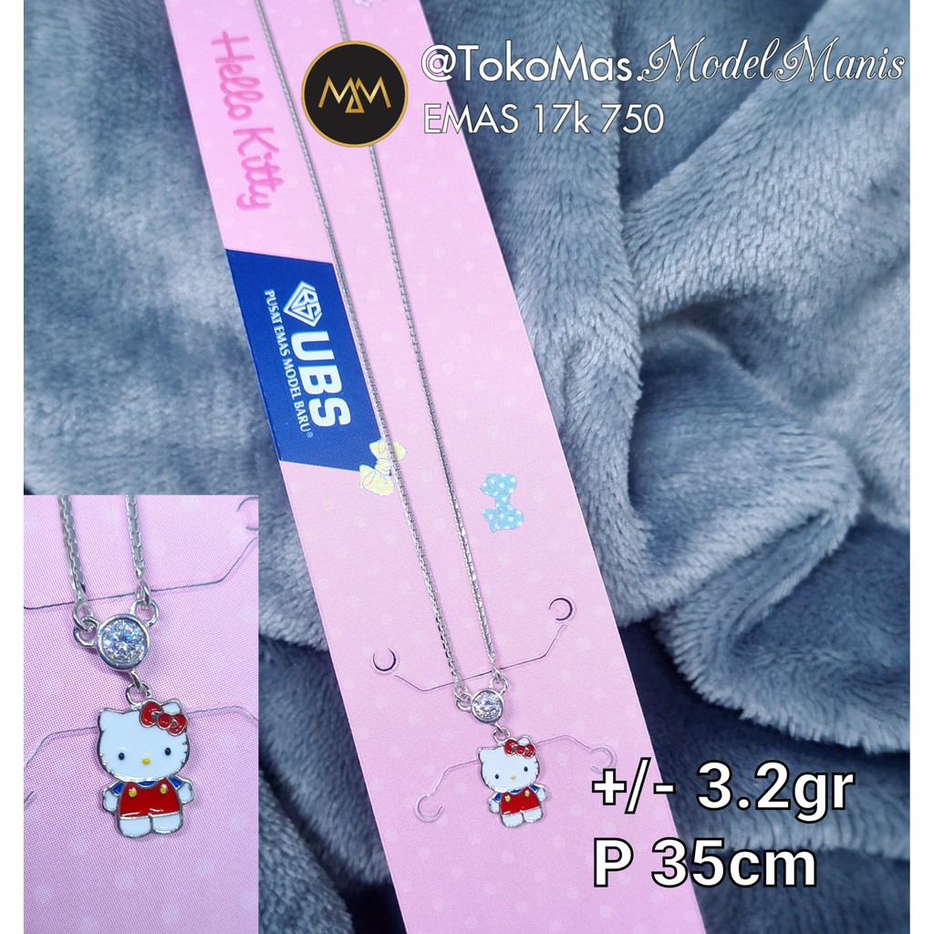 Kalung anak Hello Kitty UBS emas putih 750 kadar 17k