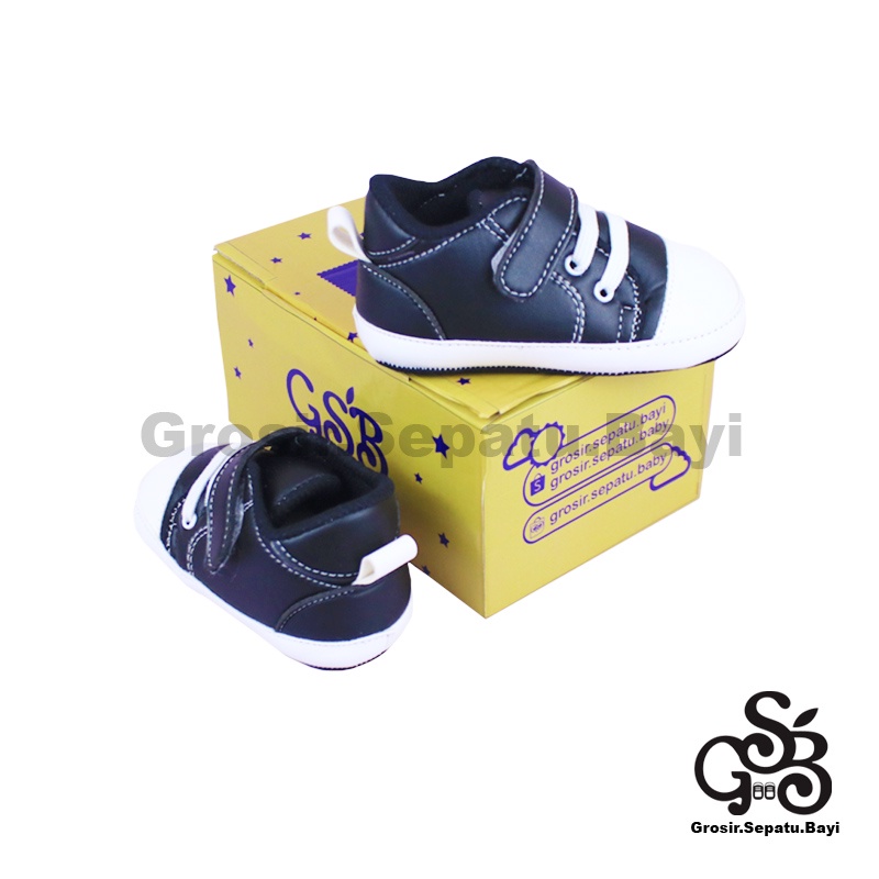 Sepatu Bayi - Baby Shoes - Prewalker  | 2-12 bulan | casual luxury hitam polos ringan &amp; fleksibel