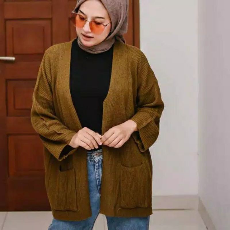 cardigan rajut locy-cardy oversize-Bronze