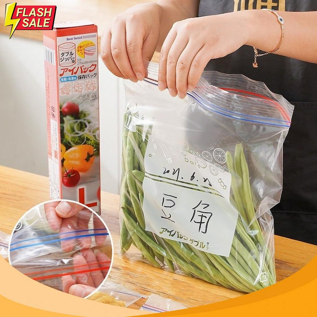 BIG SALE Kantong Plastik Ziplock Plastik Klip Tempat penyimpanan makanan sayuran Reusable Ziplock Ba