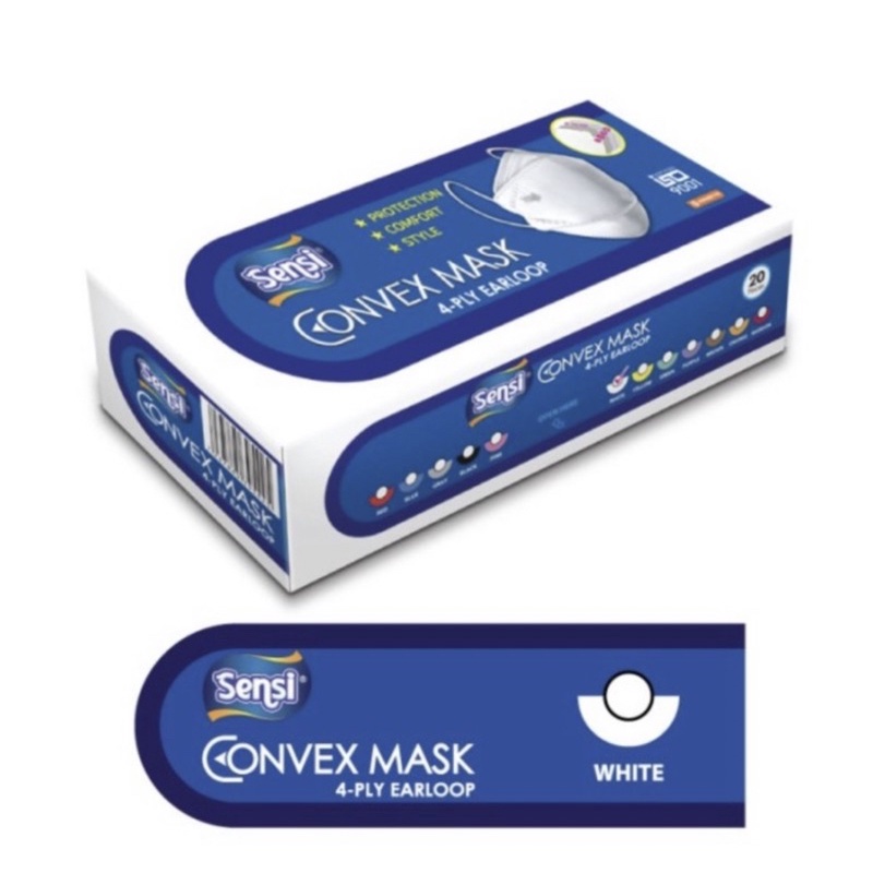 Masker sensi convex mask 4 ply earloop per pcs ( masker kesehatan 4 lapis )