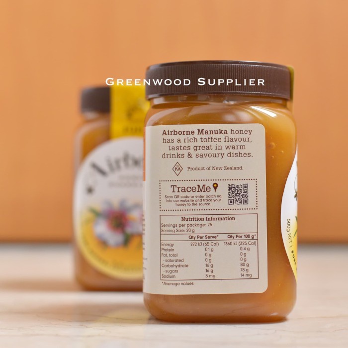 

madu- madu manuka / manuka honey 500g - airborne (premium) -madu.