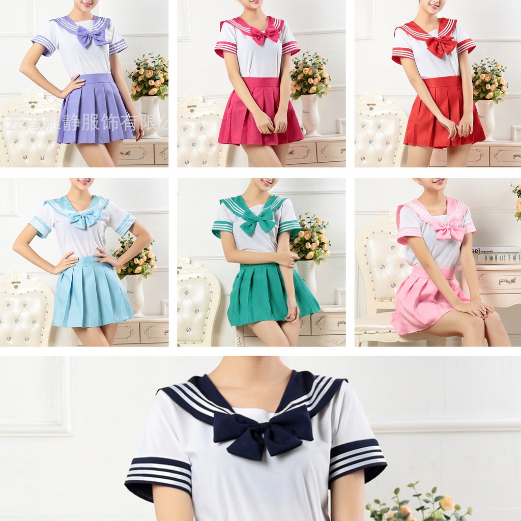 SEPE seragam sekolah jepang sailor seifuku lengan pendek navy blue cosplay