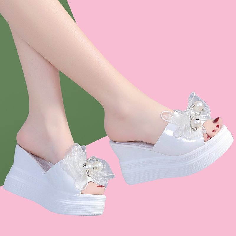 Biang93 Store-Wedges Wanita Pita Mutiara Terbaru Trendy