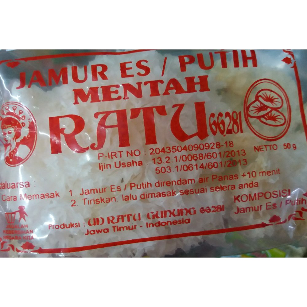 

Jamur Es Putih Kering Merk Ratu 100 gram