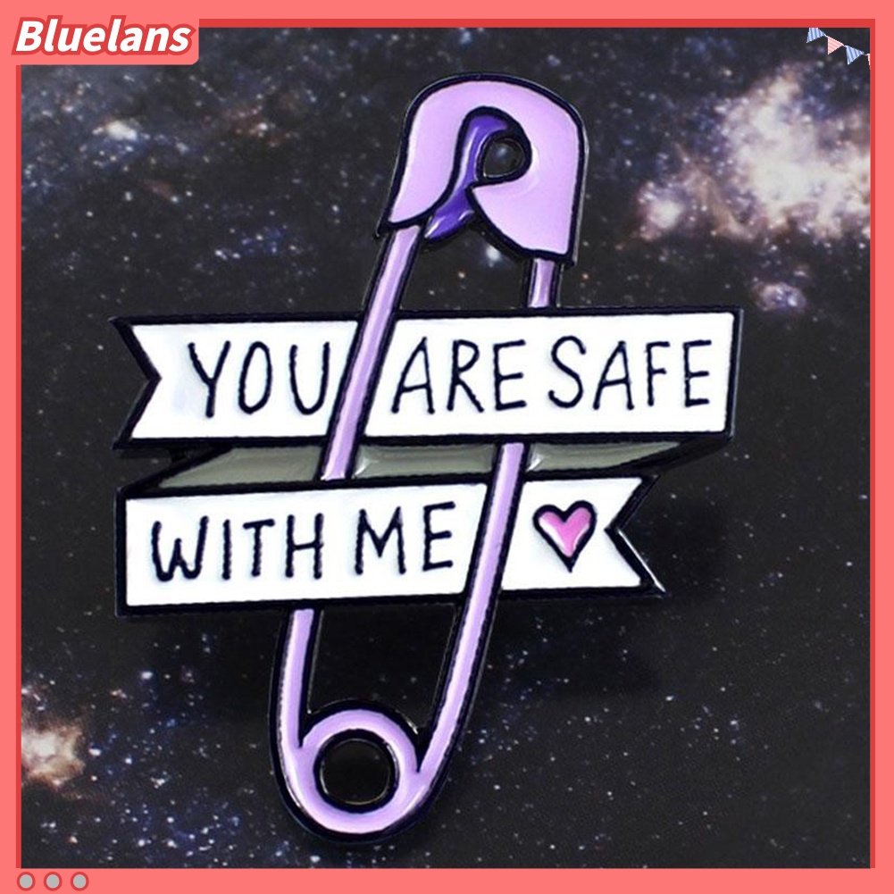 Bluelans Fashion Letters YOU ARE SAFE WITH ME Alloy Enamel Brooch Pin Badge Clip Gift