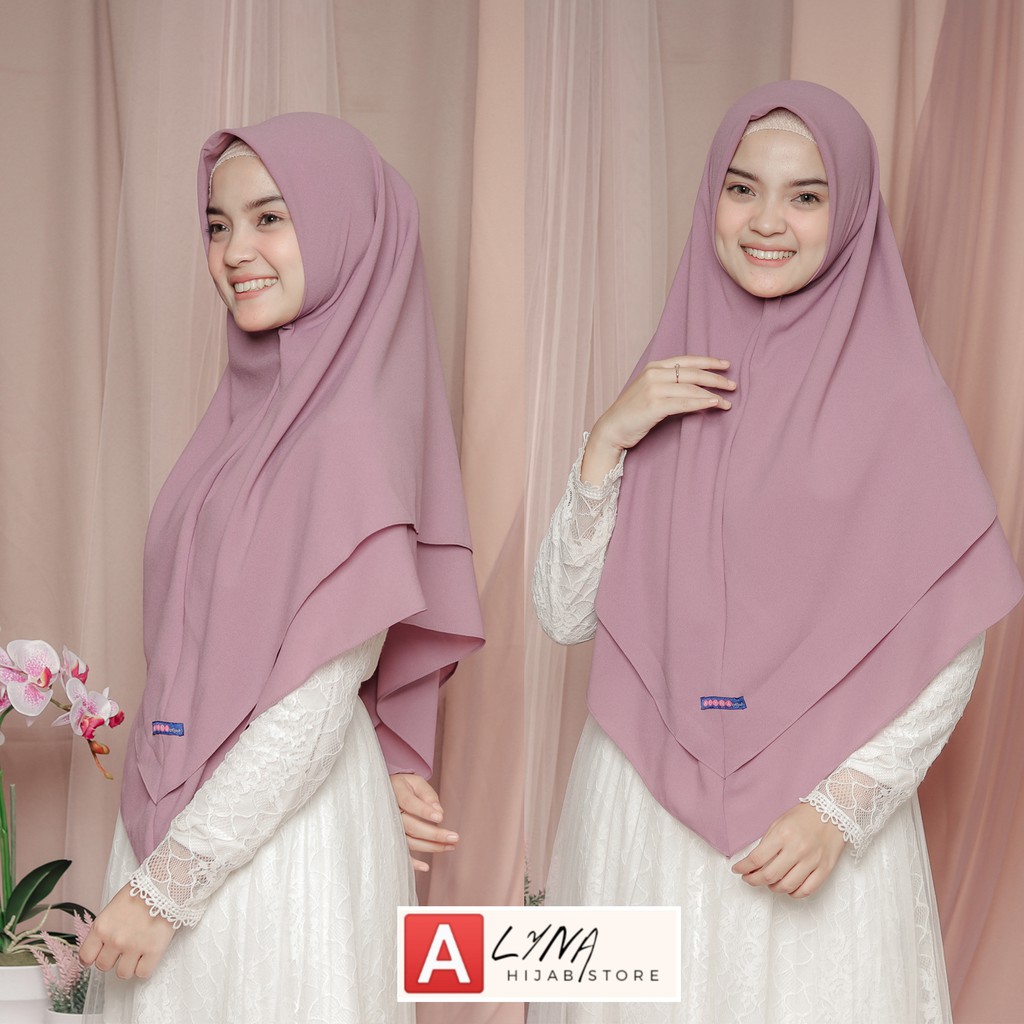Khimar 2 Layer Diamond Non Ped Premium Syari / Kerudung Jumbo / Bergo / Jilbab Instan-Dusty Lilac