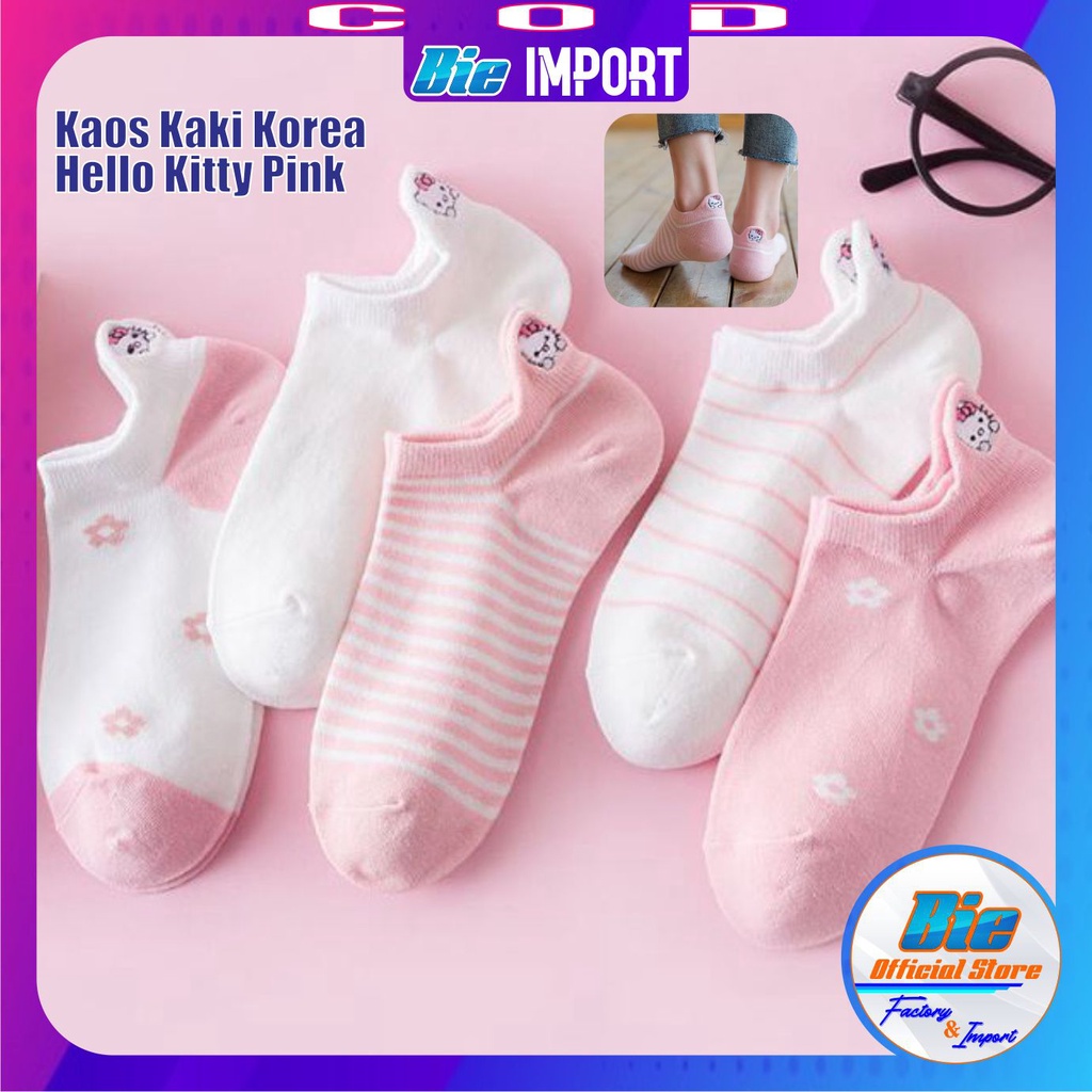 Kaos Kaki Korea Wanita Motif Hello K Impor Best Seller