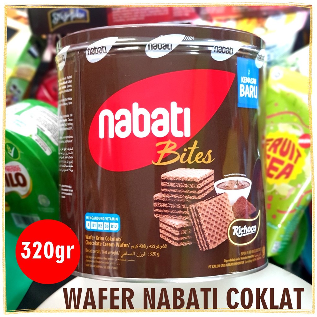 

Wafer Richoco Nabati Bites Makanan Ringan Cemilan Snack Kemasan Kaleng Rasa Coklat 320gr