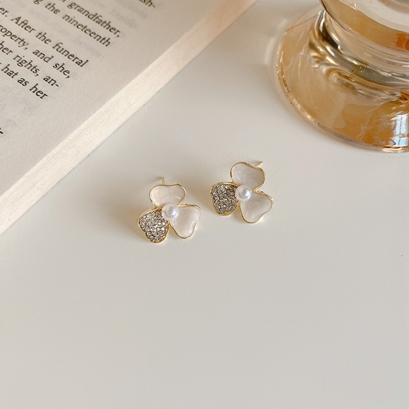 Anting Tusuk Silver S925 Gaya Retro Perancis Motif Bunga Camellia Aksen Mutiara Hitam Untuk Perhiasan Wanita