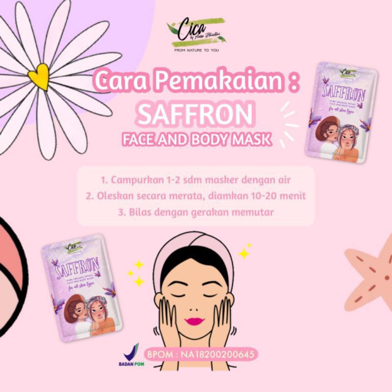 Ready -  SAFFRON MASK ORGANIC WITH CENTELLA 20gr by cicanature (cica nature) ORI 100%