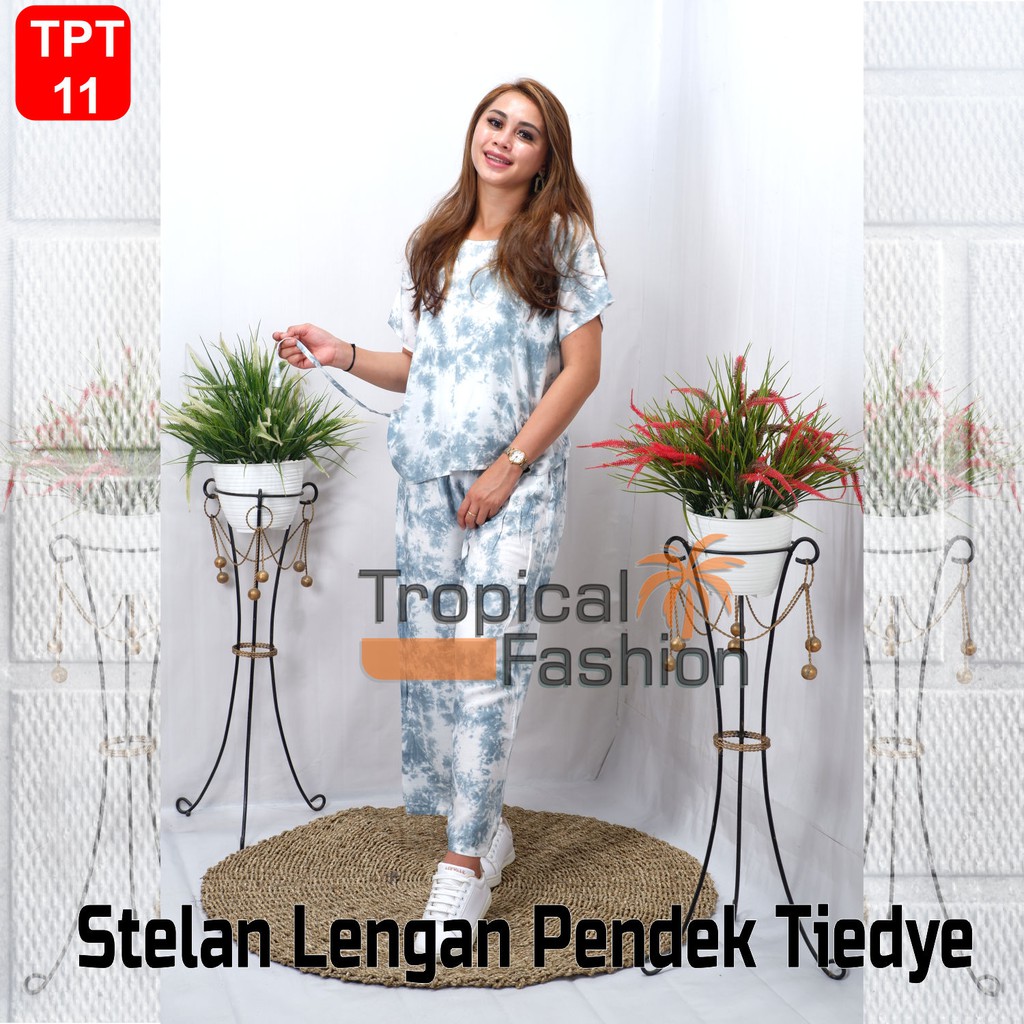 Setelan Panjang Wanita Motif Tiedye &amp; Smoke Bahan Rayon Premium Untuk Remaja dan Dewasa Termurah