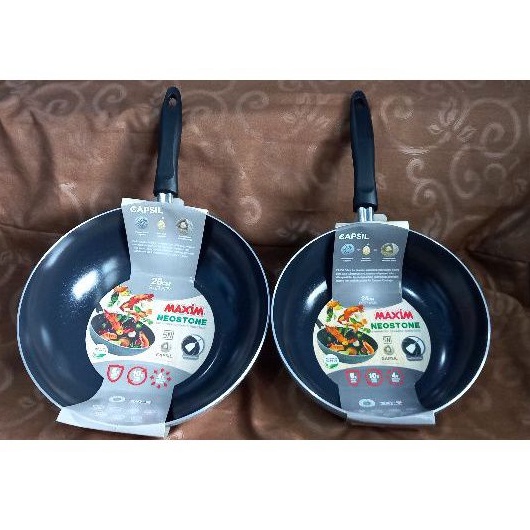 WAJAN PANCI KUALI PENGGORENGAN MAXIM NEOSTONE DEEP WOK 24 28 CM STIR FRY ANTI LENGKET AWET ORIGINAL