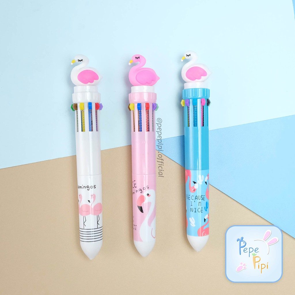 Pena Flamigo 10 Warna Flaminggo Pen Bolpen Pulpen Gelpen Karakter Tinta Warna Warni