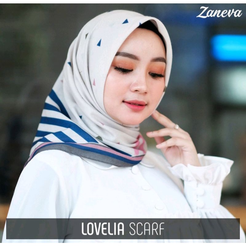 VOAL HIJAB PRINTING / HIJAB SEGIEMPAT / MOTIF LOVELIA SCARF BY ZANEVA HIJAB