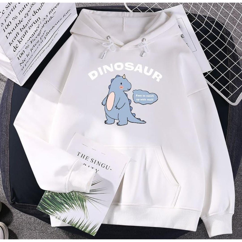 HOODIE UNISEX BLUE DINO FAST TO CATCH HOODIE LUCU TEBAL HALUS TERBARU,