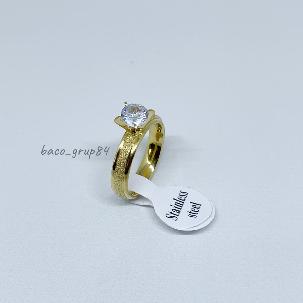 Cincin Titanium Gold Permata G14 Cincin Kawin Awet Lama Tidak Karatan Cincin Tunangan Gift