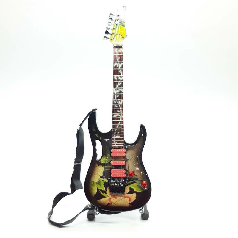 Miniatur Gitar 2003 Ibanez Jem 77 FP Pola Bunga Steve Vai