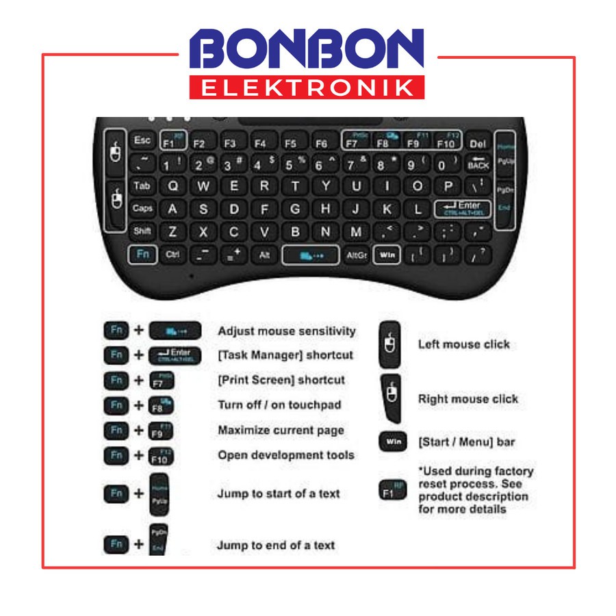 Mini Keyboard Wireless Handheld For PC Smart Android TV