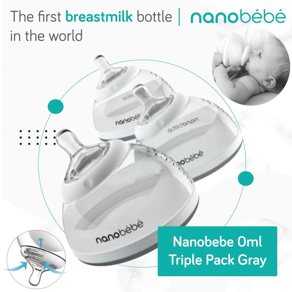 NANOBEBE TRIPLE PACK 240ML GREY