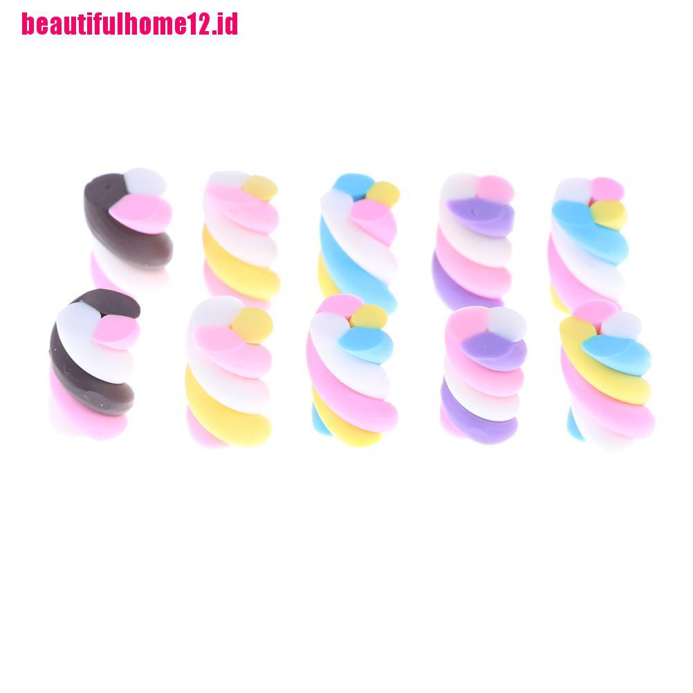 【beautifulhome12.id】10pcs/lot Resin Kawaii Resin Cake Resin Marshmallow DIY Resin Craft Decoration