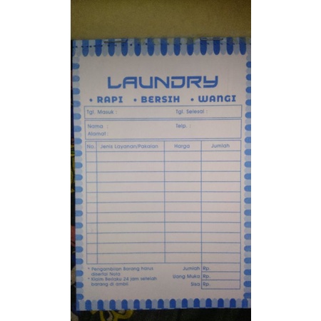

Nota Kwitansi - Paket Usaha Laundry Di Apartemen