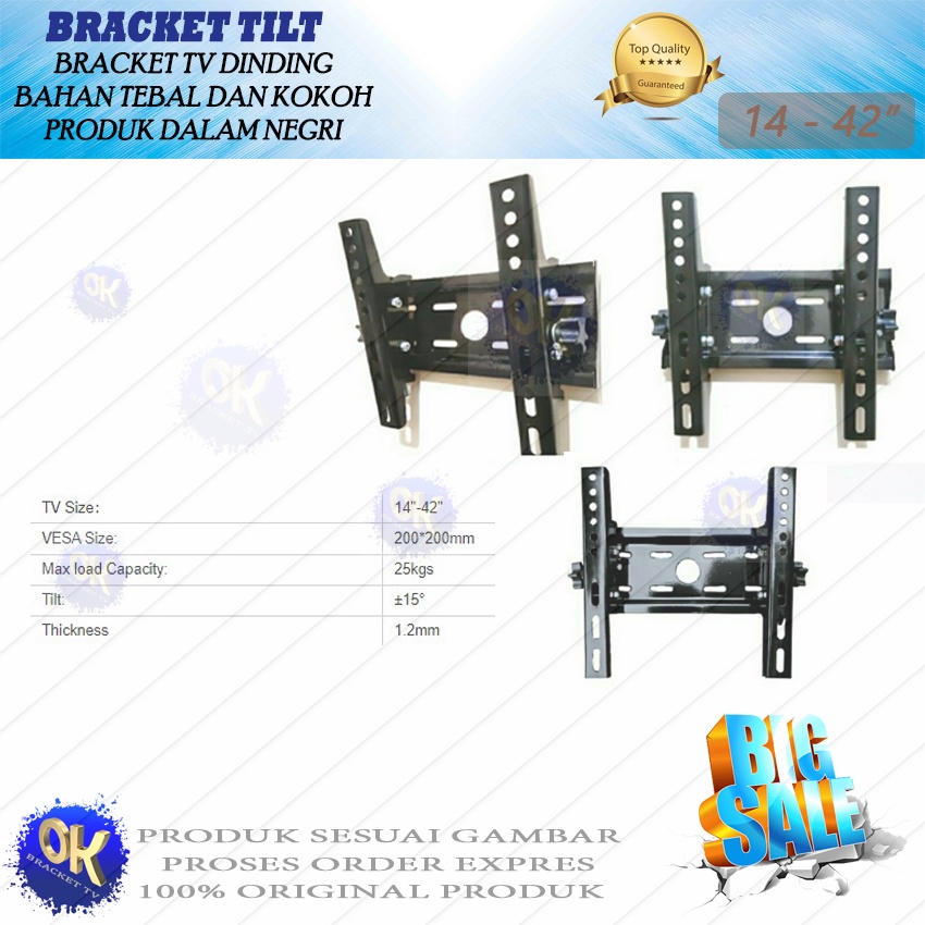 Bracket tv Samsung TCL Cooca LG Sony Sharp 14 22 24 29 32 39 40 42 inch