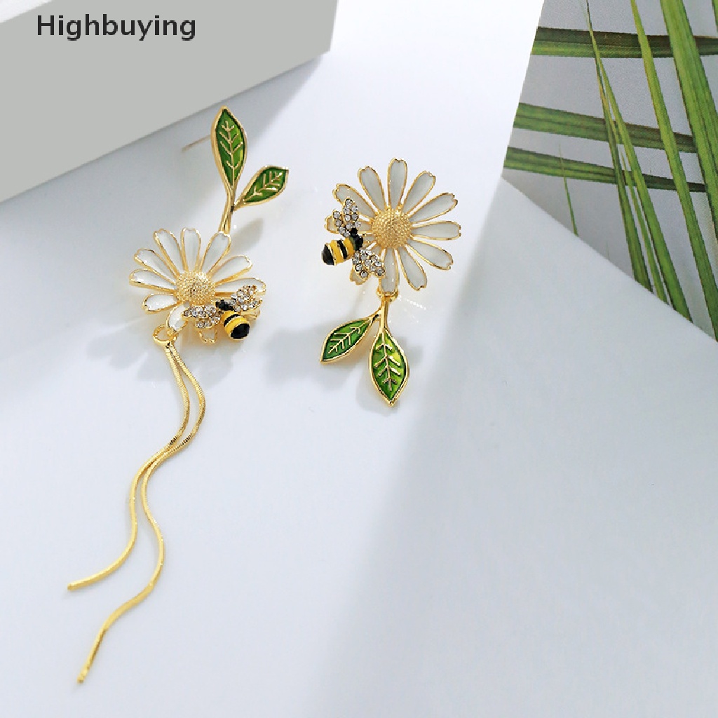 Hbid 2022 Anting Tusuk Bentuk Bunga Daisy / Lebah / Kupu-Kupu Hias Zircon Gaya Korea Untuk Wanita Butterfly