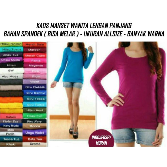 KAOS MANSET SPANDEK WANITA LENGAN PANJANG kaos dalaman polos