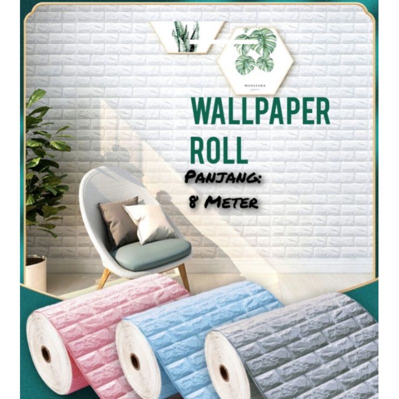 Wallpaper dinding 3D Bata Roll / Wallpaper Bata Roll 8 Meter