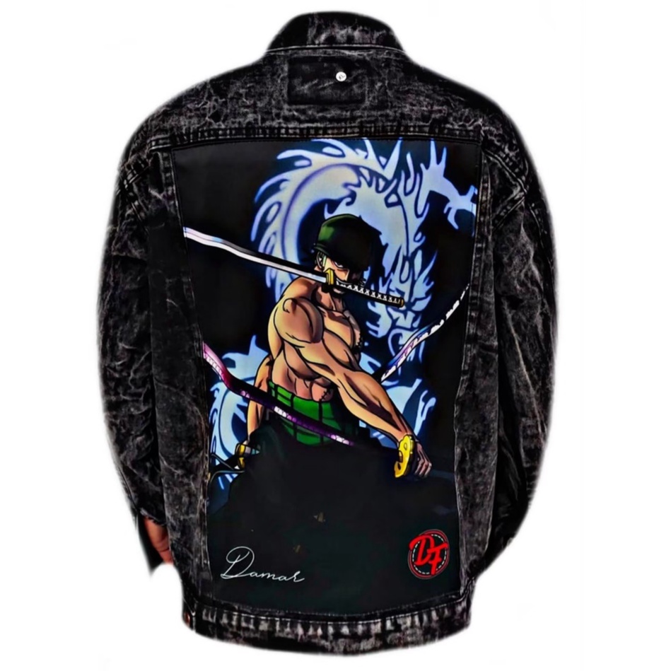 JAKET DENIM PRINTING / JAKET LEVIS GAMBAR BELAKANG / JAKET JEANS PRIA CASUAL / JAKET GAMBAR ZORO