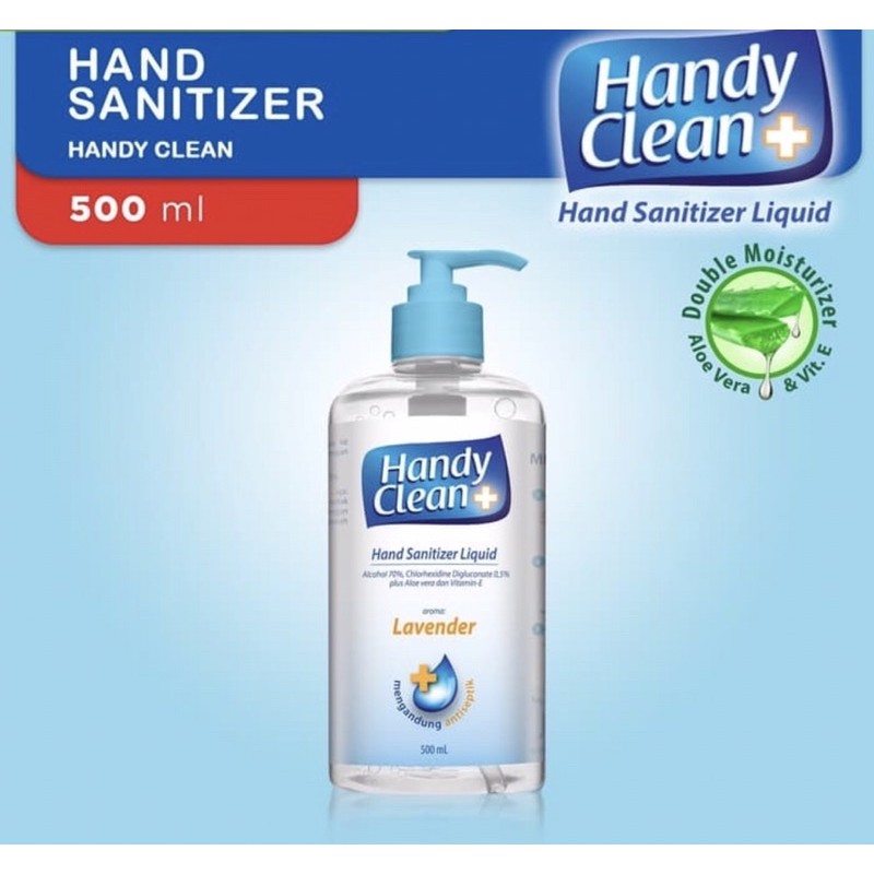 Handy clean hand sanitizer pump 500 ml ( membunuh kuman di tangan )