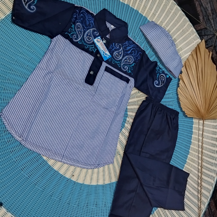 Setelan baju Koko Anak Bahan Toyobo Bordir Usia 1-12 Tahun Bakulshopp Baju Koko anak Gratis Peci