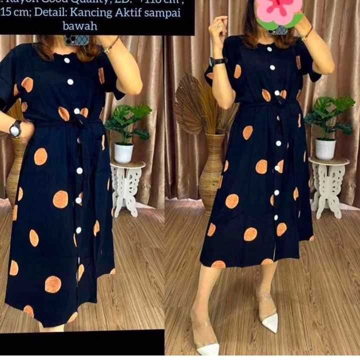 Sale Daster rayon adem Andin firall motif polkadot