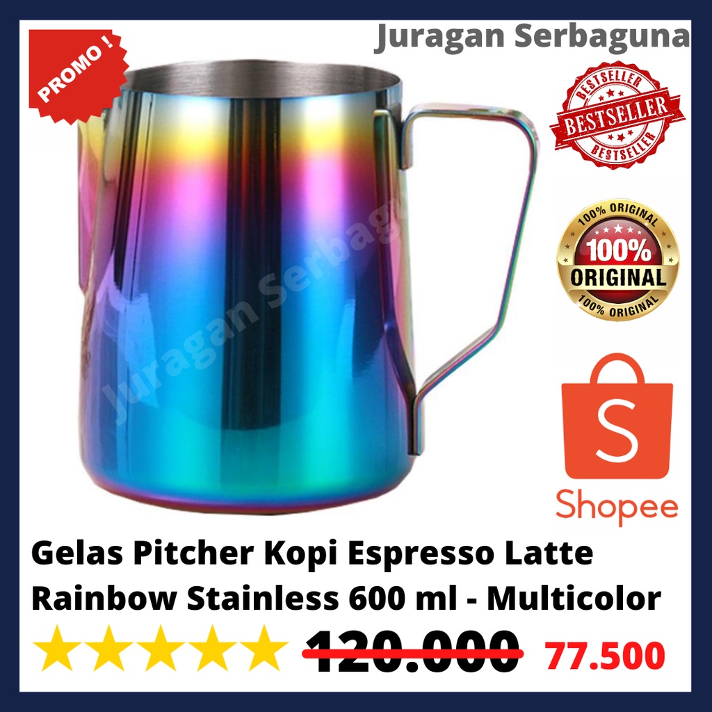 Gelas Pitcher Kopi Espresso Latte Rainbow Stainless 600ml - Multicolor