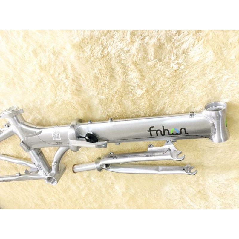 Frame fork dan HP Fnhon Blast Silver Titanium Handlepost Discbrake Db Disc 20 22 inch