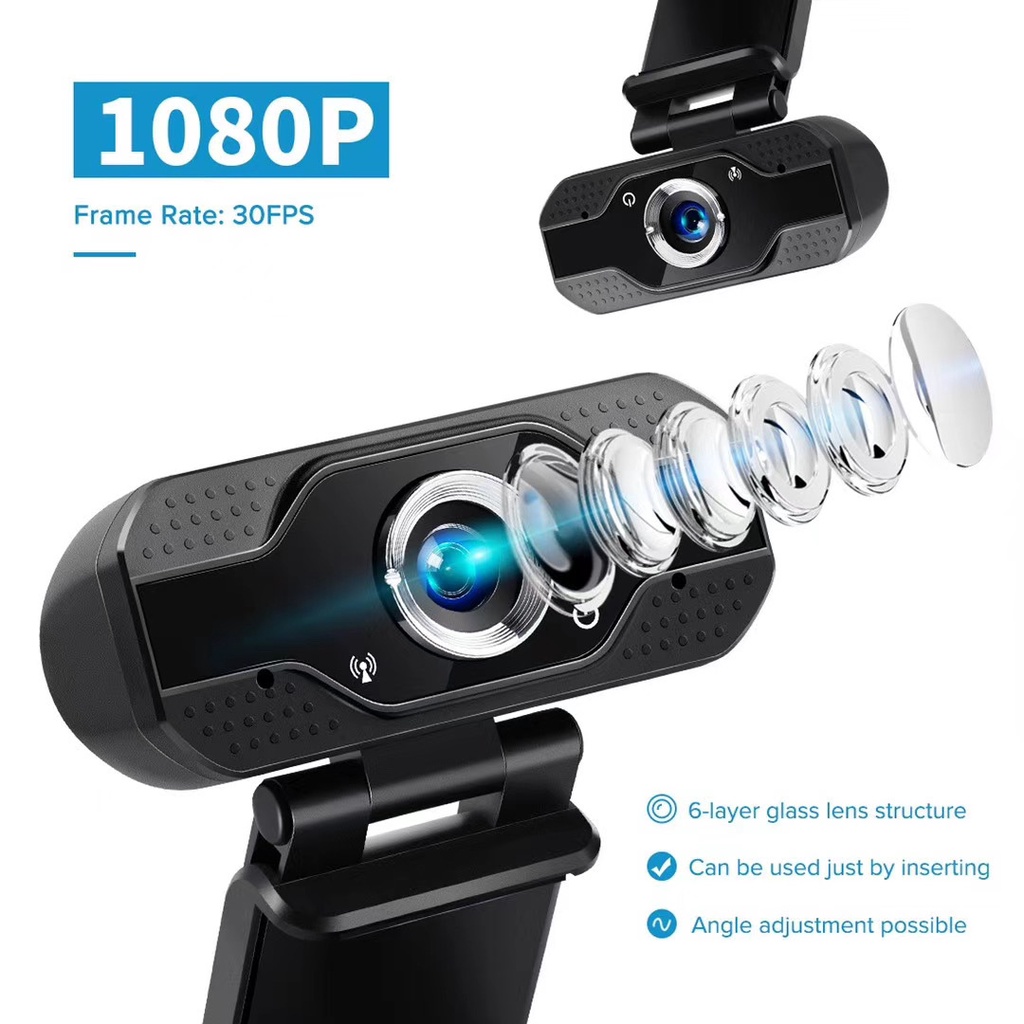 【COD】1080P USB Webcam Kamera With Microphone Full HD Bisa Berputar 360 derajat Web Camera Meeting Camera for PC Computer Desktop